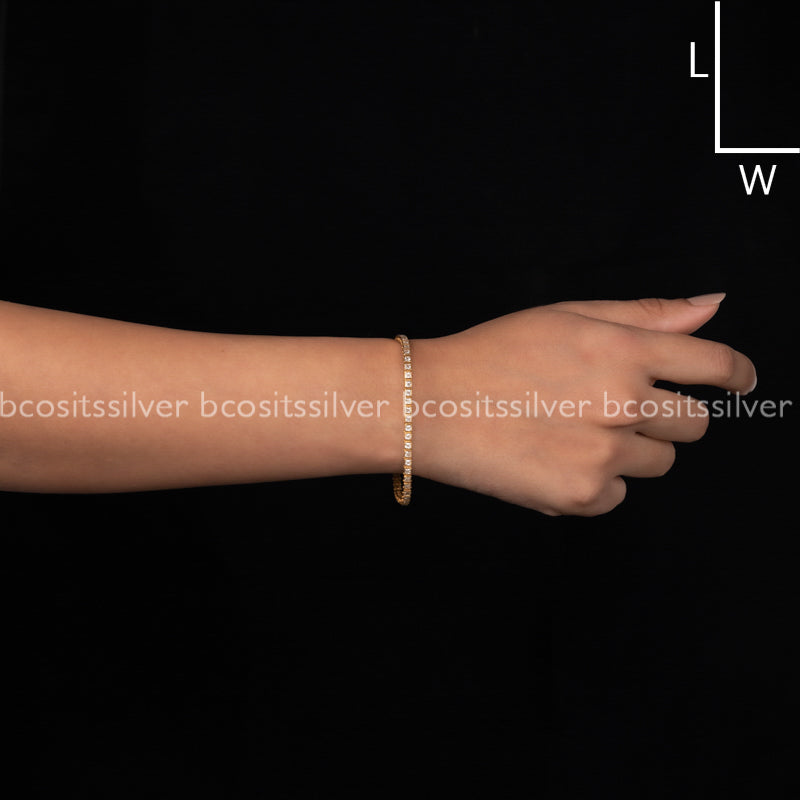 Pure 925 Silver Gold Plated Bangle - 0655