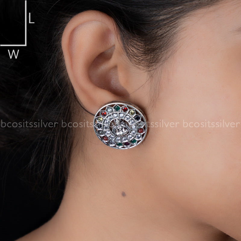 Pure 925 Silver Lakshmi Earstud -1414
