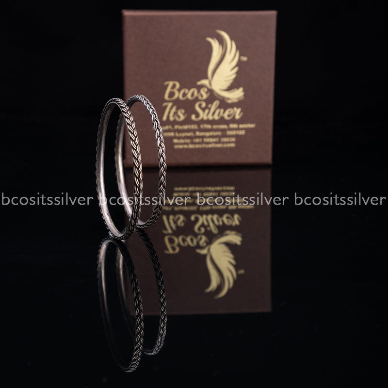 Pure 925 Silver Oxidized Bangle - 930 - Size 2.8