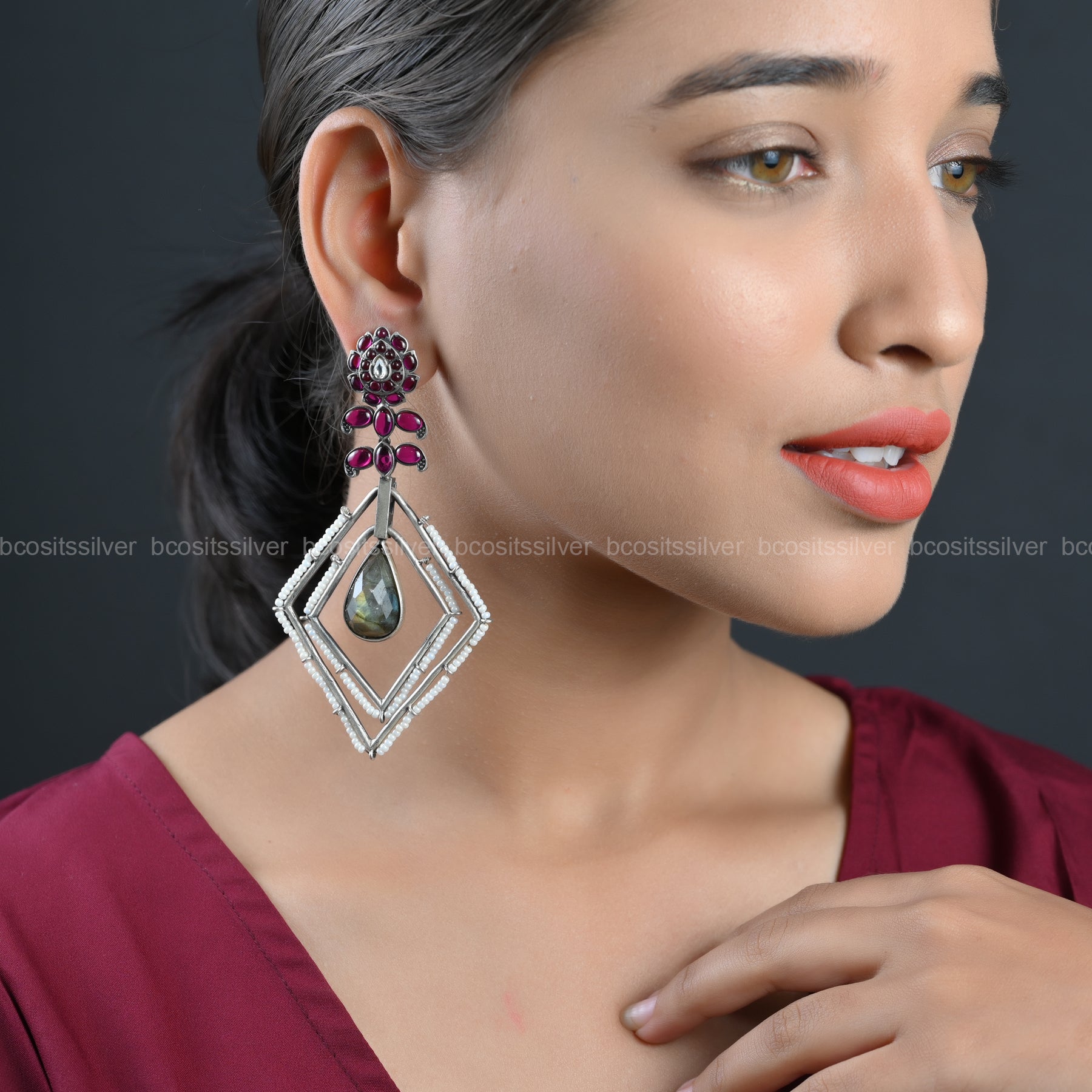 Pure 925 Silver Oxidized Earring - 145