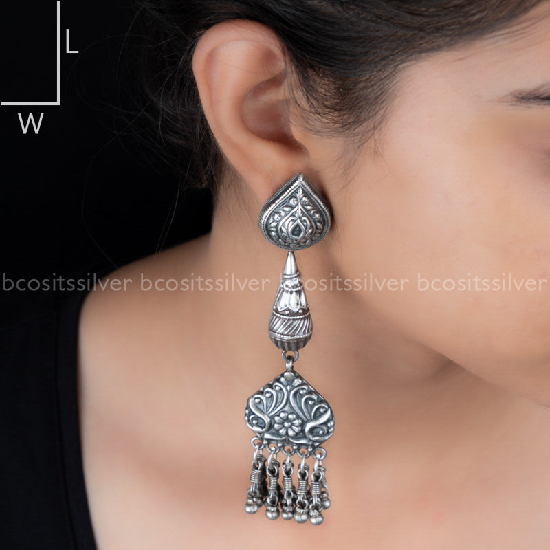 Pure 925 Silver Oxidized Earring - 1405