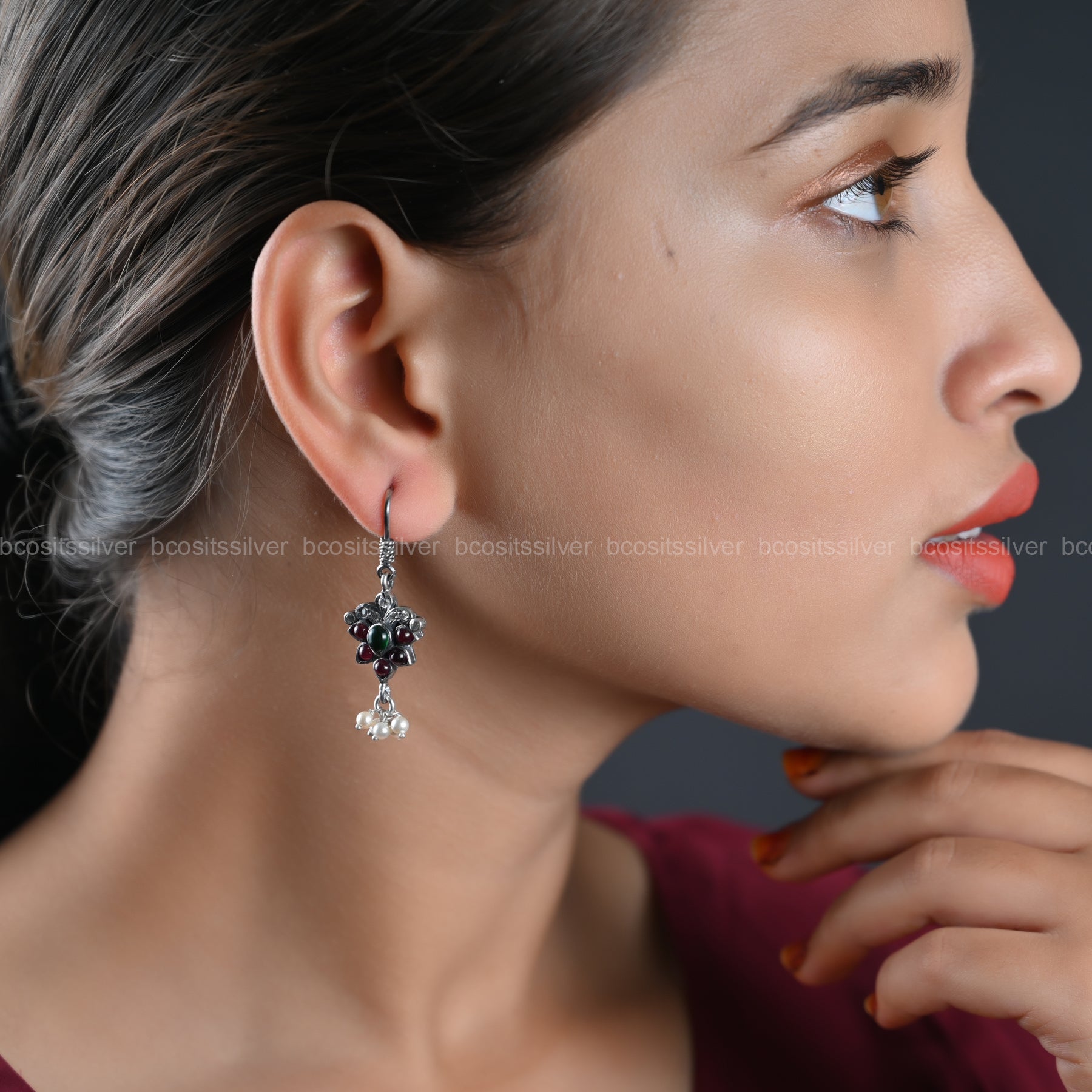 Pure 925 Silver Oxidized Earring - 1104
