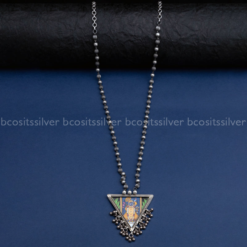 Pure 925 silver Oxidized Krishna Haram - 1843