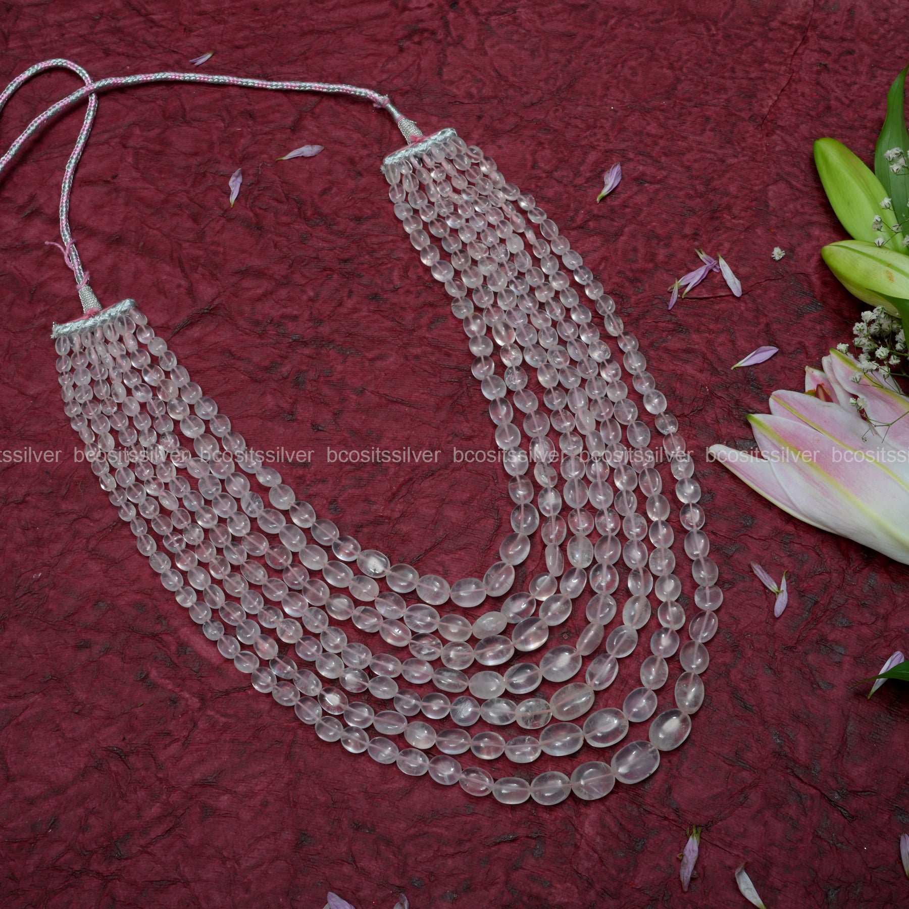 Rose Quartz Tumble Shape - 7 layer Beads - 1244