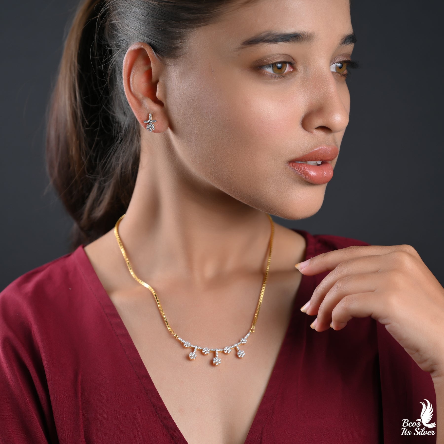 Theia Diamond Look Necklace Set - 2475