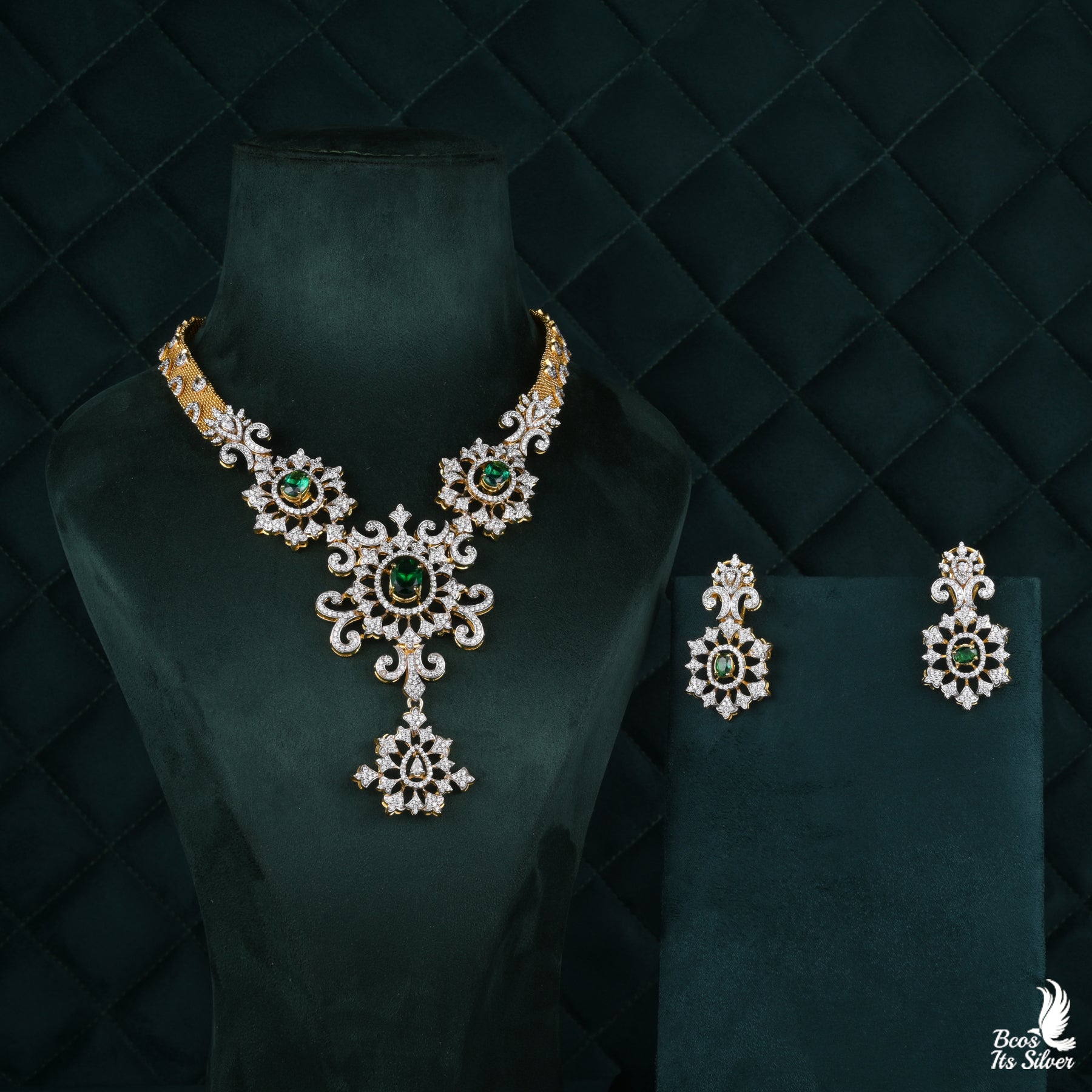 Theia Diamond Look Necklace with Earring- 2472