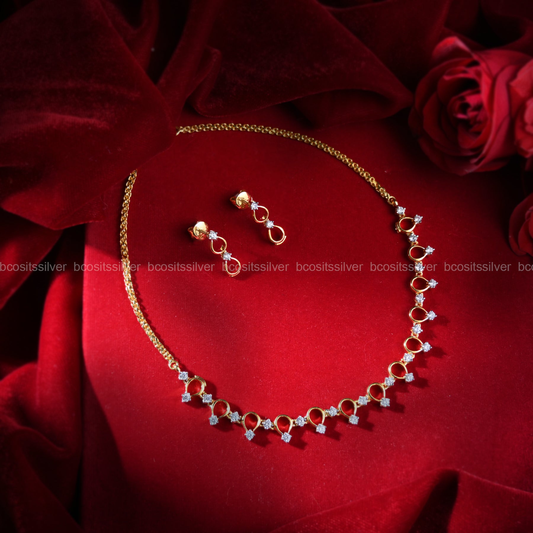 Theia Diamond look minimal necklace set - 1974